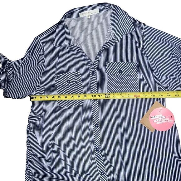 NWT EDEN & OLIVIA MATERNITY Blue & White Striped Blouse Size 2X - Picture 6 of 8